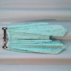 EUC Sz S Flowy Mesh Aqua Circle Skirt with Glitter Floral Pattern
